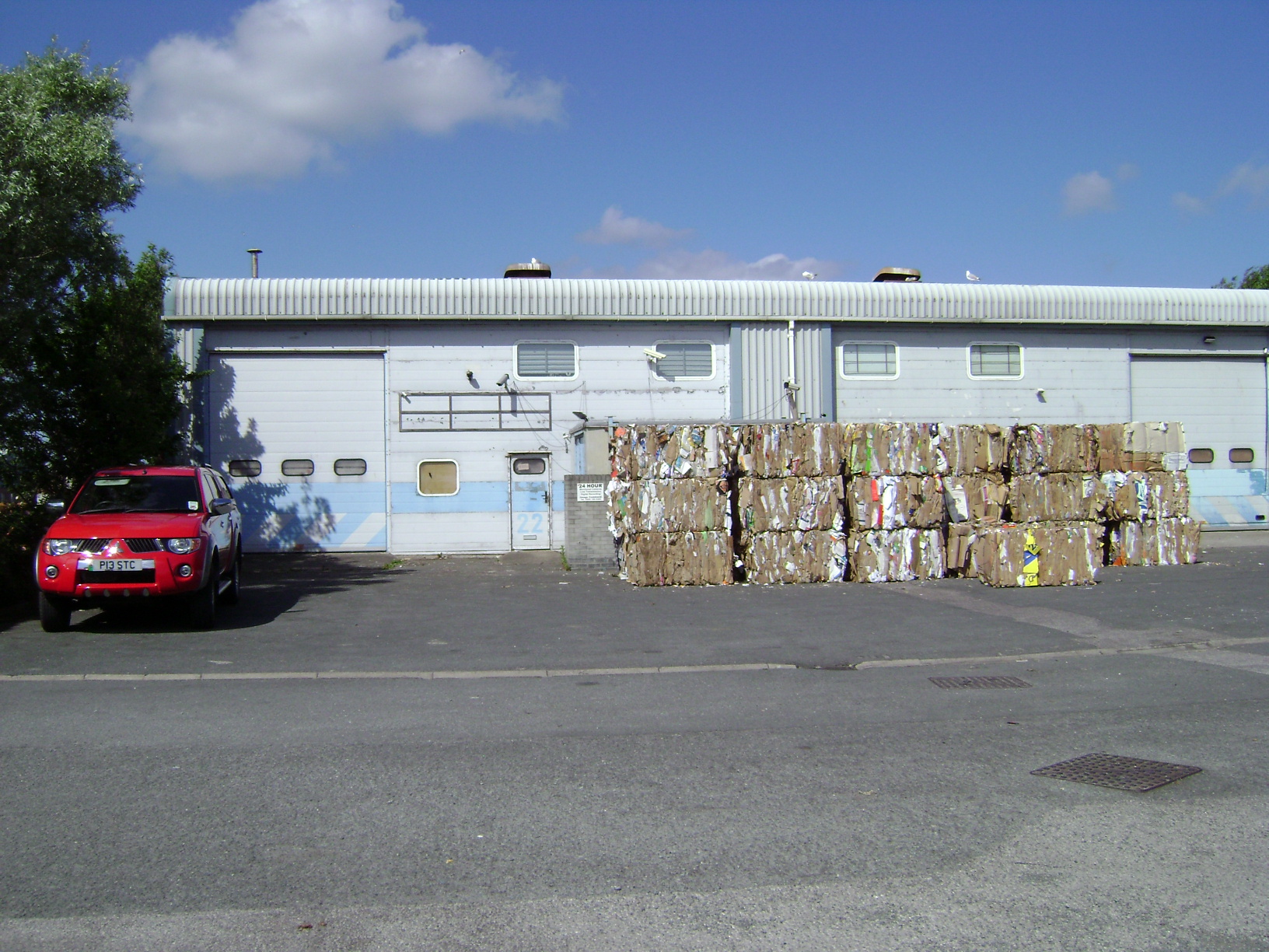 The warehouses burned down by the police.